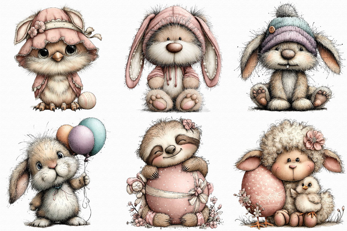 Whimsical Easter Animals Clipart, an Illustration by Libby Wishes (Photo 6 of 7)