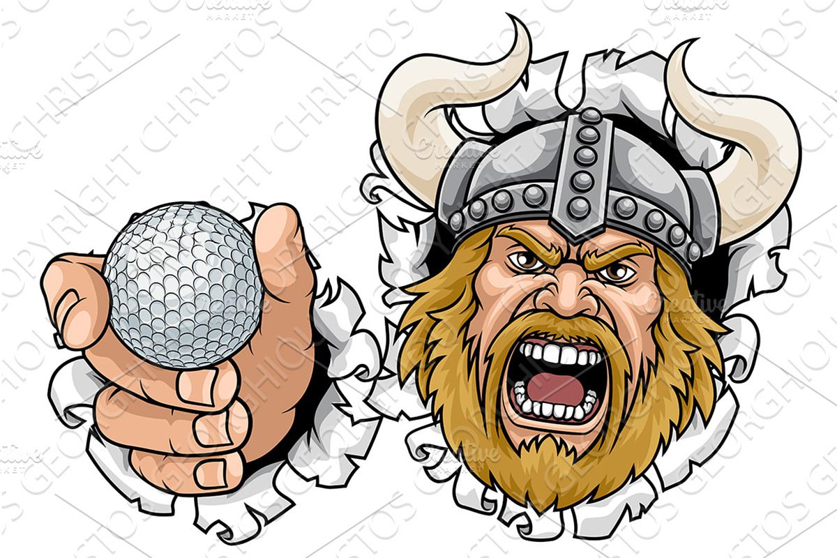 Viking Golf Ball Sports Team Mascot, an Illustration by Christos Georghiou