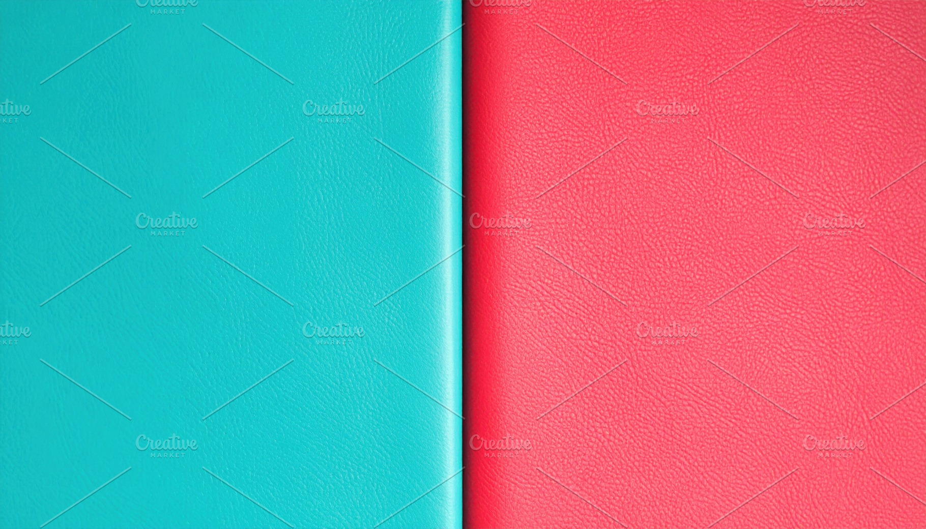 Turquoise and pink textured surfaces side by side symbolizing contrast, an Abstract Photo by Igor Tichonow