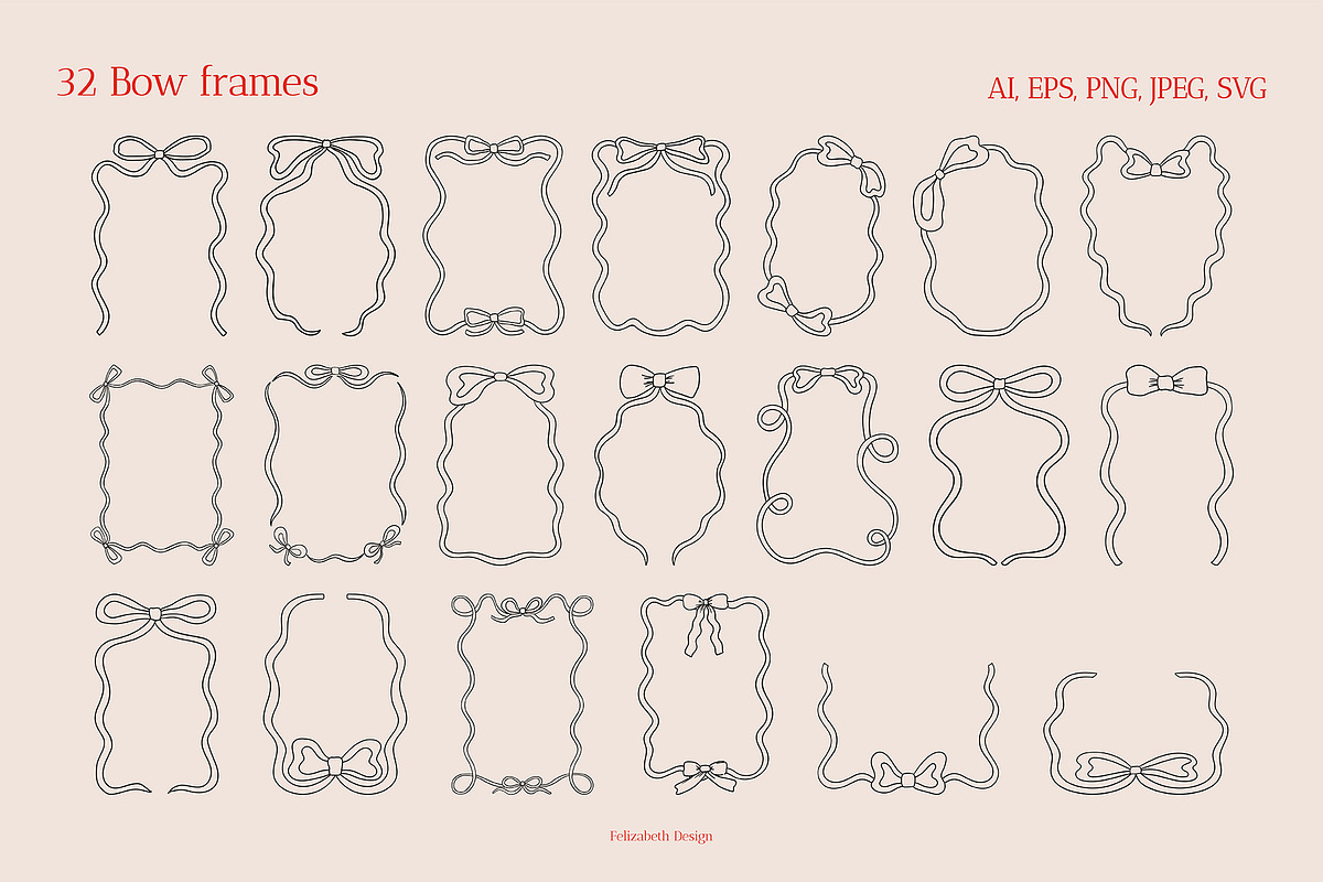 Coquette Bows, Frames and Patterns, an Object Graphic by Felizabeth Design (Photo 7 of 14)
