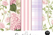 Rose Hydrangea Digital Paper, a Background Graphic by Design Scotch (Thumbnail 1 of 8)