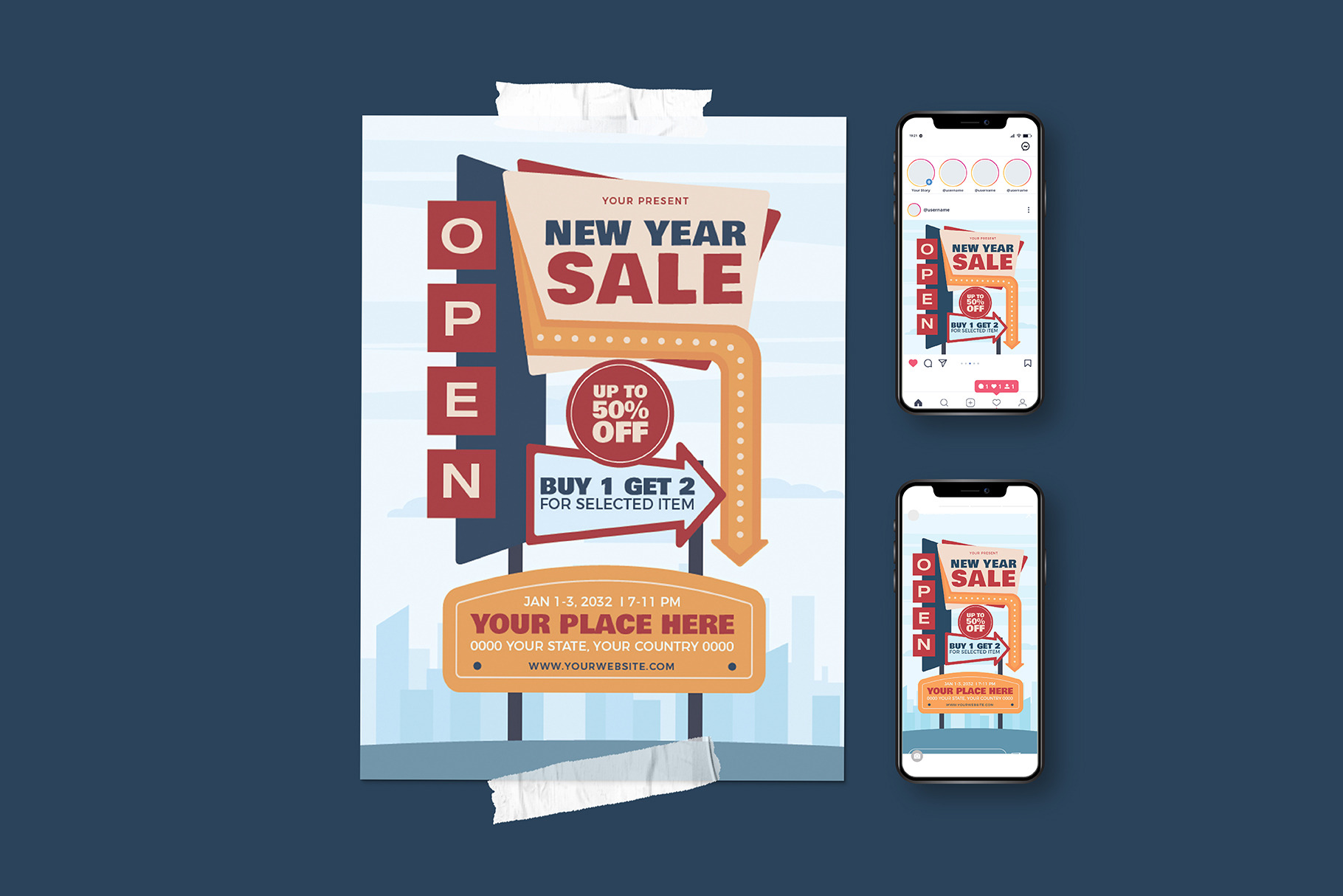 New Year Sale Flyer by Herutage  Creative Market