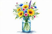 Wildflowers in Mason Jar Clipart Set, an Illustration by hafijul (Thumbnail 12 of 14)