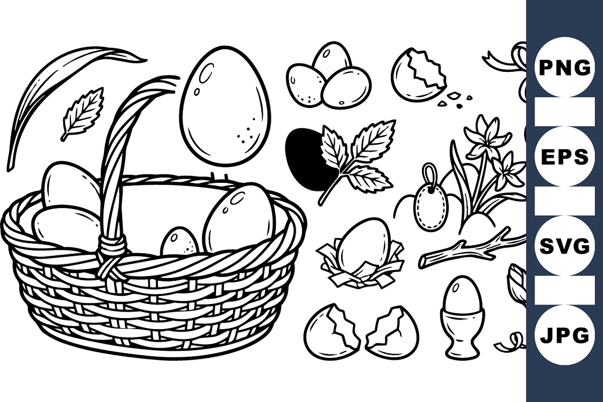Spring Easter Egg Basket Clipart, an Illustration by designvectx (Photo 1 of 3)