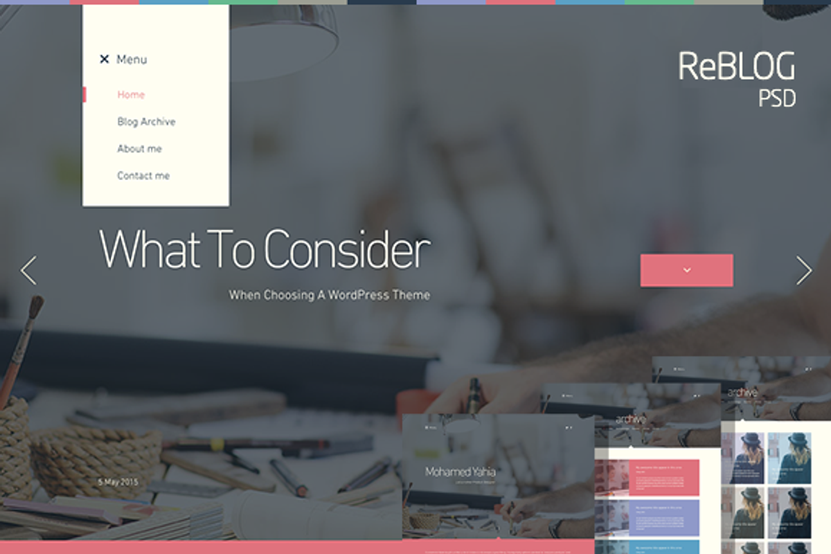 ReBLOG - Creative Blog PSD Template, a Websites & App Template by Pixvar Studio (Photo 1 of 5)