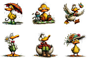 Cute spring duck clipart, an Illustration by CreationArt (Thumbnail 3 of 7)