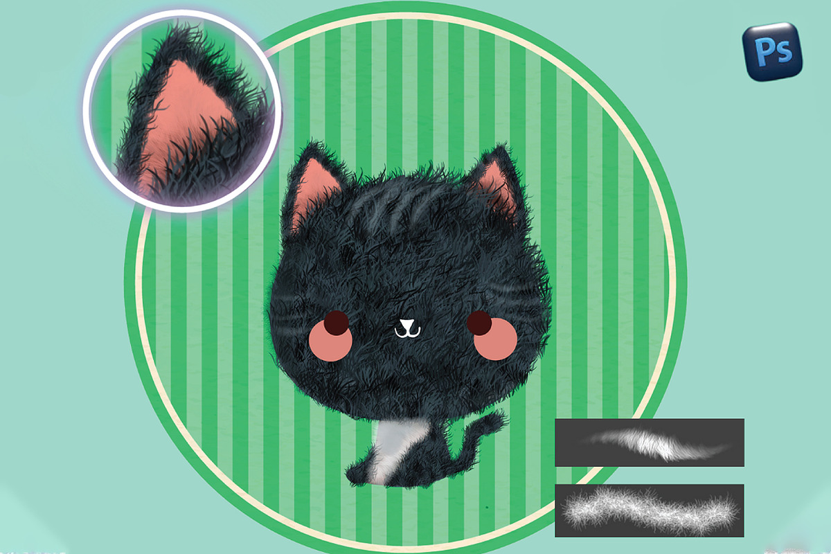 50 photoshop Fur & Texture Brushes, a Brush Add-On by Velo Graphic Studio (Photo 6 of 11)