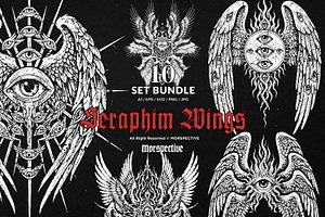 10 Bundle Dark Art Seraphim Wings, an Illustration by Morspective