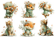 Whimsical Spring Cat Clipart, an Illustration by Dream Creation (Thumbnail 5 of 6)