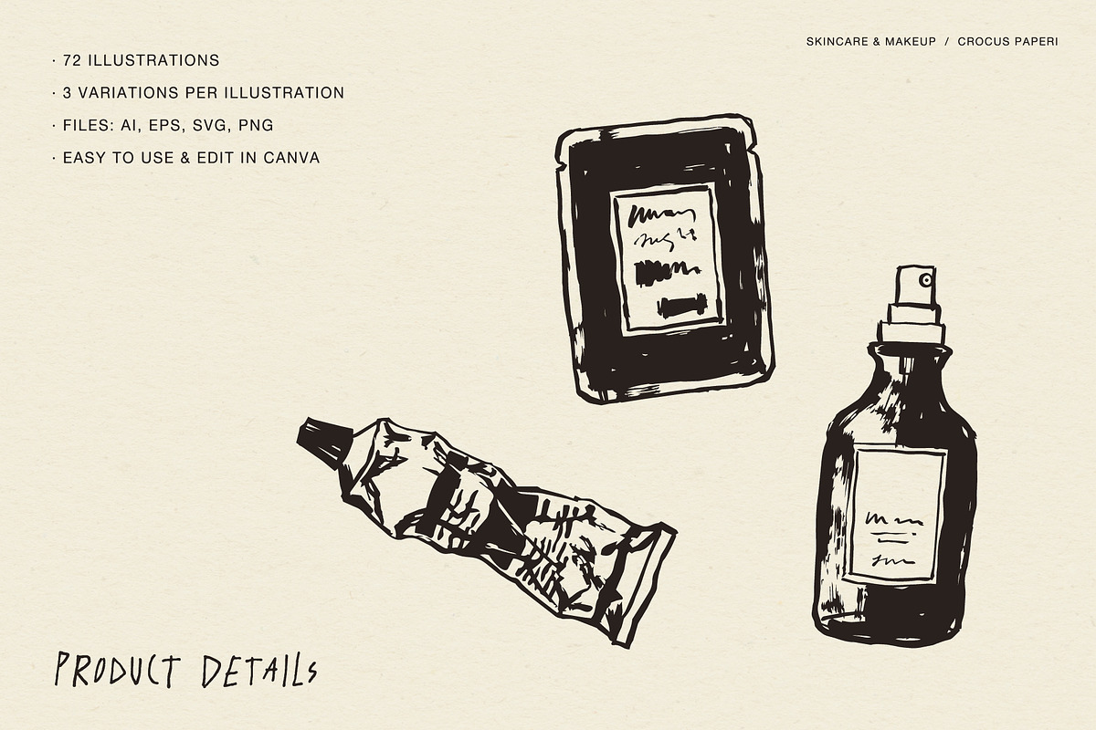 SKINCARE & MAKE UP illustrations, an Object Illustration by Crocus Paperi (Photo 8 of 10)