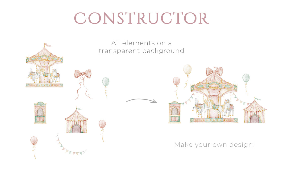 Amusement Park Watercolor Clipart, an Illustration by Alisles (Photo 8 of 11)