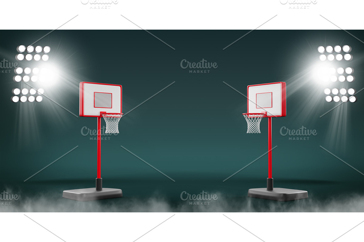 Basketball court illuminated by, a Sport Illustration by Marozhkastudio
