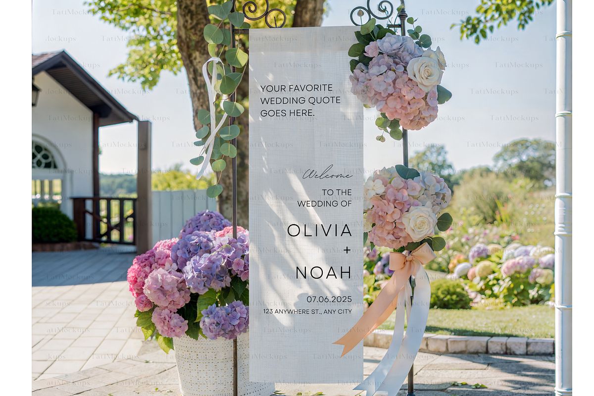 Vertical Fabric Welcome Sign Mockup, a Product Mockup by TatiMockup (Photo 3 of 4)