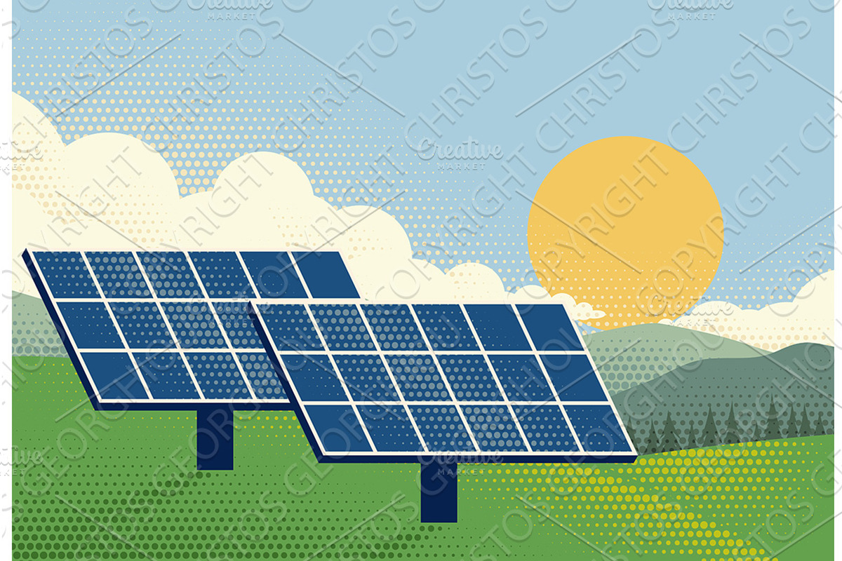 Solar Power Panels Plant Renewable, an Object Illustration by Christos Georghiou