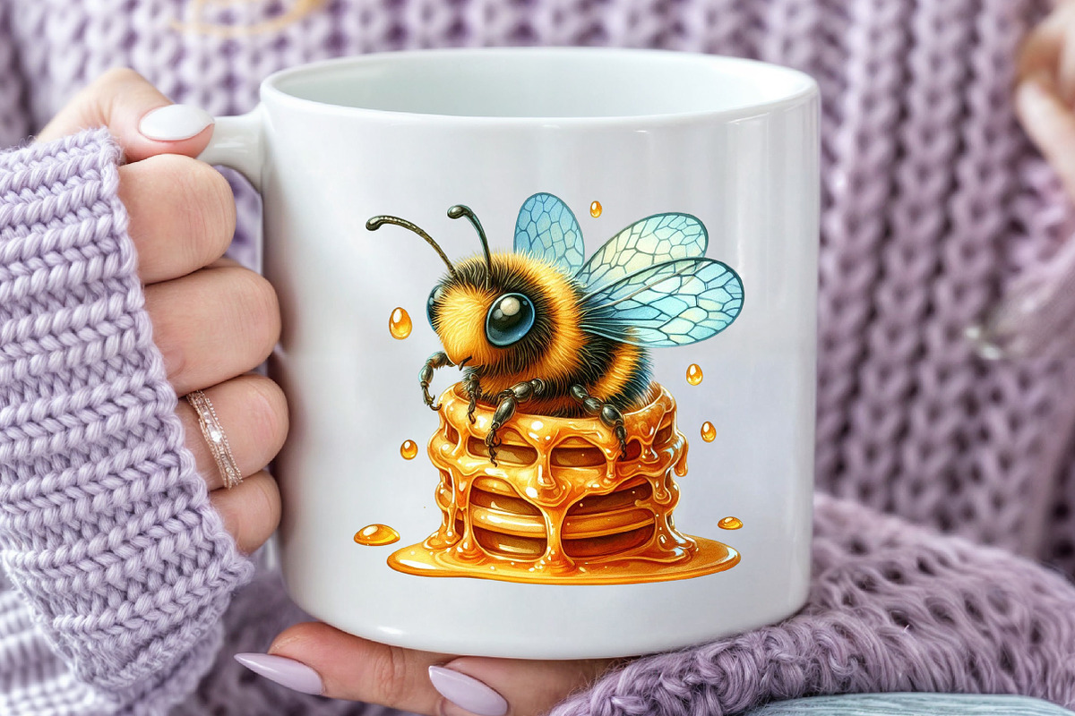Funny Watercolor Quirky Bees Clipart, an Illustration by Rose Art (Photo 5 of 7)