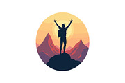Sunset Hiking Silhouette  Bundle, an Object Graphic by yasushie (Thumbnail 14 of 16)