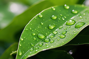 Water drops on green leaves, a Nature Photo by AlyaAnd