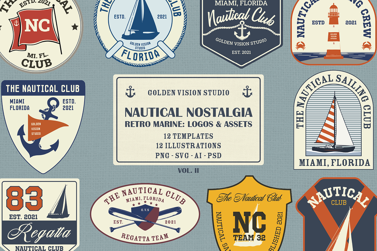 Vintage Nautical Logo Pack, a Branding & Logo Template by Golden Vision Studio (Photo 1 of 8)