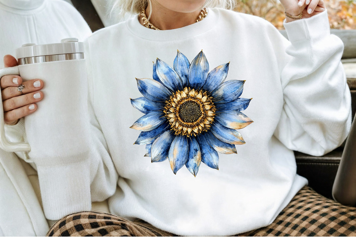 Dusty Blue Floral Clipart Watercolor, an Illustration by Sublimation Artist (Photo 4 of 6)