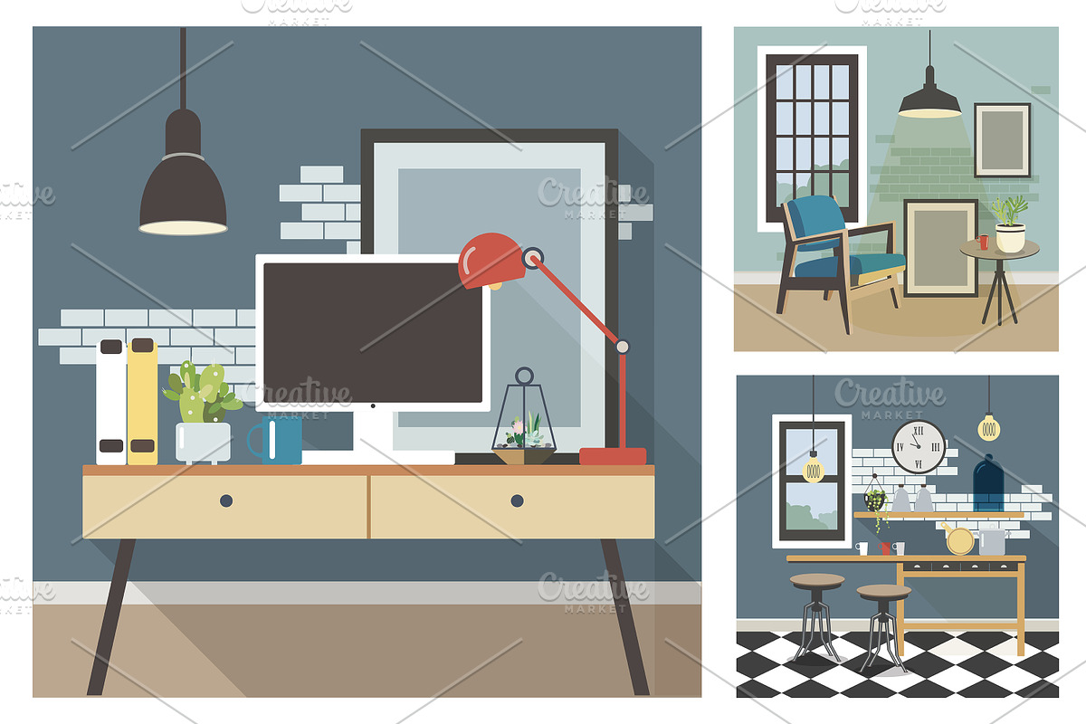 Modern interior set, a Decorative Illustration by Good Studio (Photo 1 of 5)