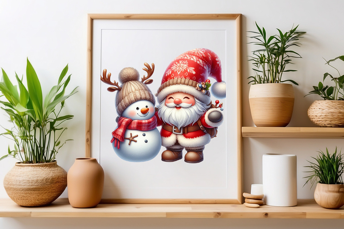 Christmas Santa With Snowman Clipart, a Seasonal Illustration by Craft Nest (Photo 4 of 5)