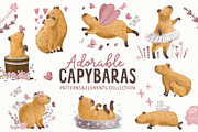 Adorable Capybaras clipart, an Animal Illustration by PenguinArtStudio (Thumbnail 1 of 7)