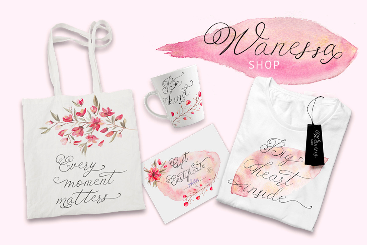 Schönheit font & watercolors. preview 5