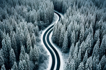 a road with many curves through a, a Nature Photo by huertas19