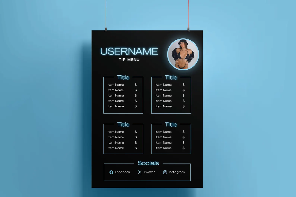 Neon Onlyfans Tip Menu Bundle, a Social Media Template by Defects (Photo 5 of 5)