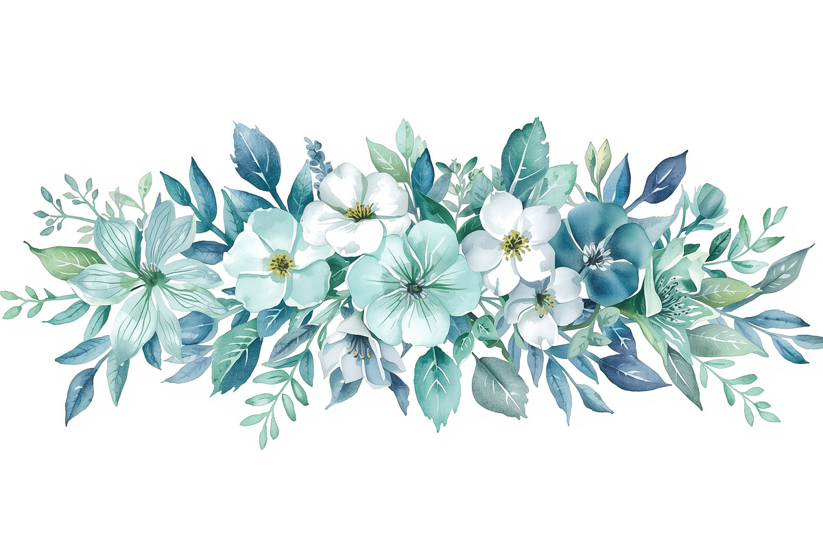 Elegant Blue Floral Clipart, an Illustration by jahid234 (Photo 6 of 11)