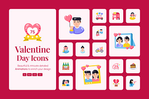 Animated Valentine Day Icons, an Outline Icon by Prosymbols