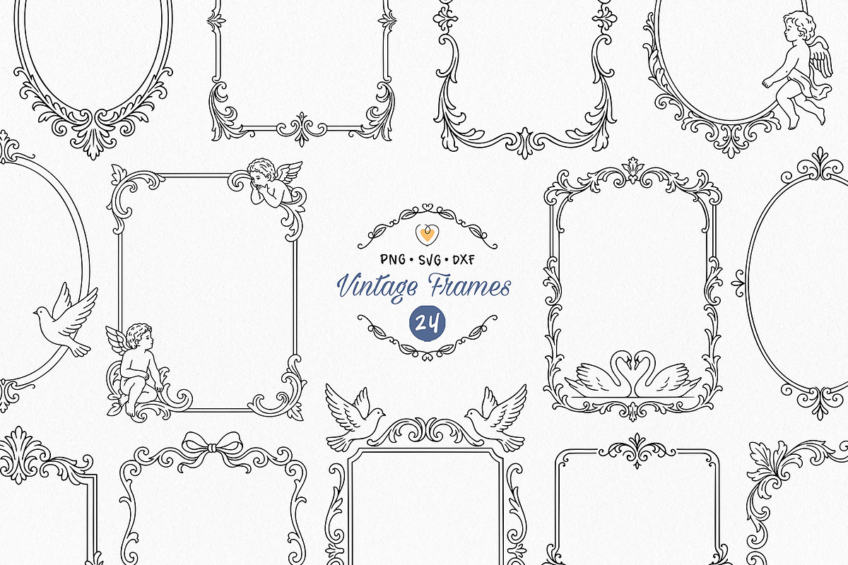 Vintage Frame Bundle, Baroque Border, a Decorative Illustration by Pretty Meerkat (Photo 1 of 7)