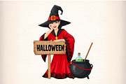 Halloween Cauldron Witch PNG, an Illustration by Craft Nest (Thumbnail 1 of 6)