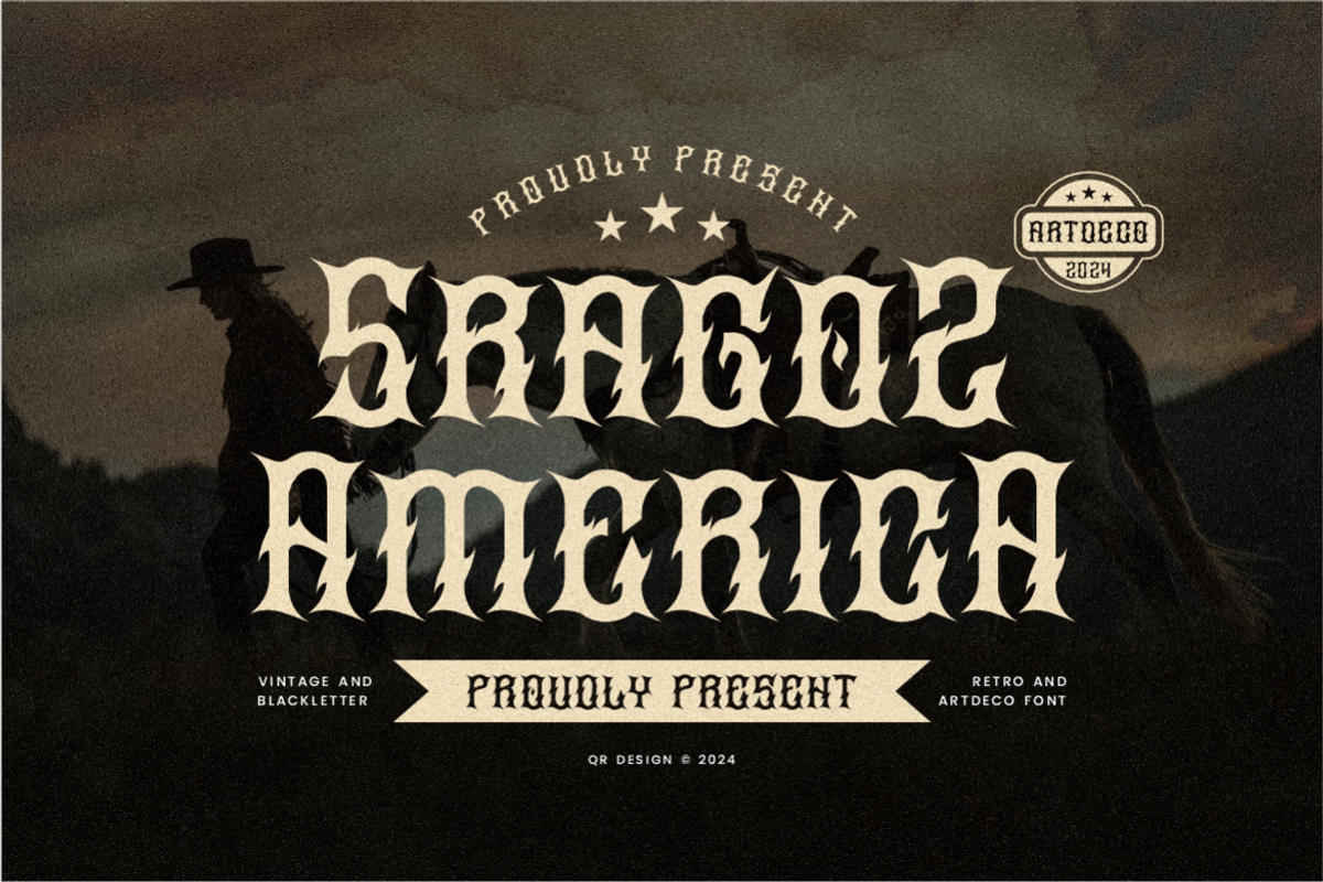 Sragoz America - Western Font, a Blackletter Font by QR Design Studio (Photo 1 of 7)