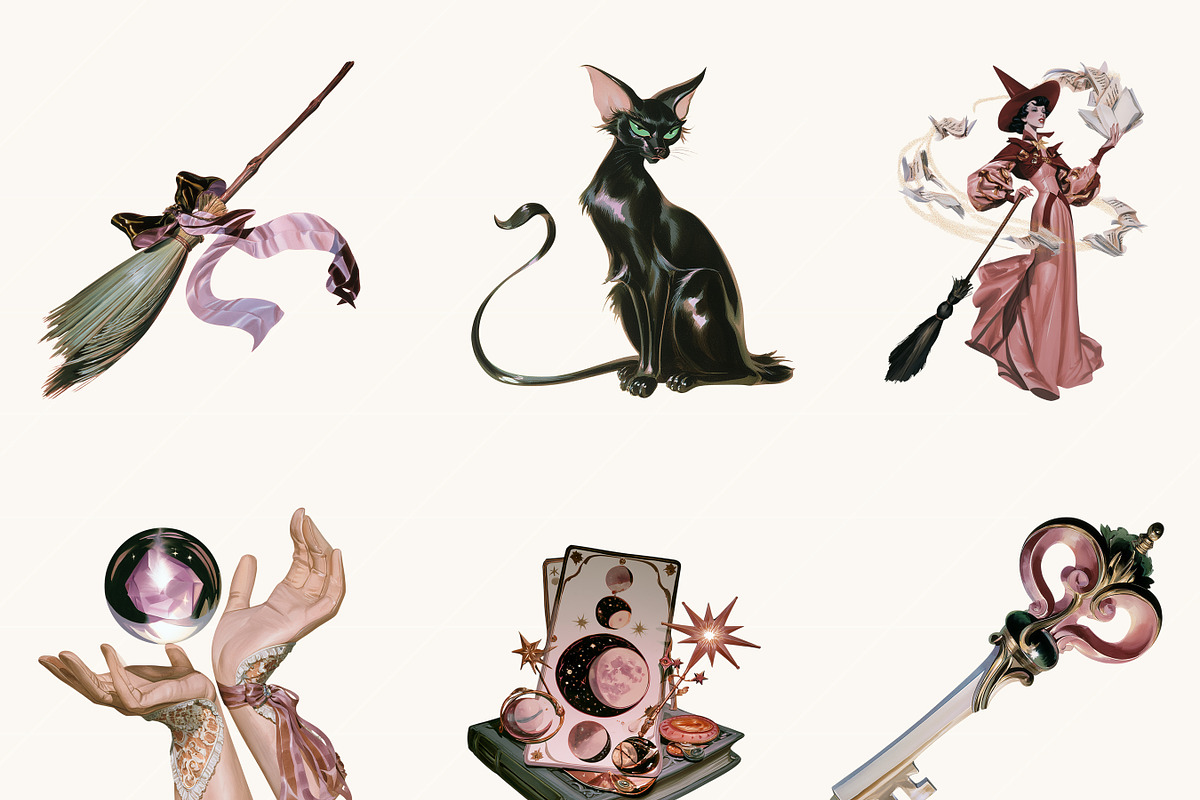 Vintage Witch Clipart Bundle, a Seasonal Illustration by BusyDaydesign (Photo 5 of 9)