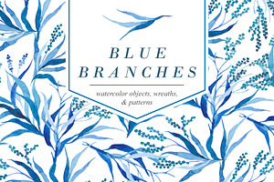 Watercolor design set in blue tones