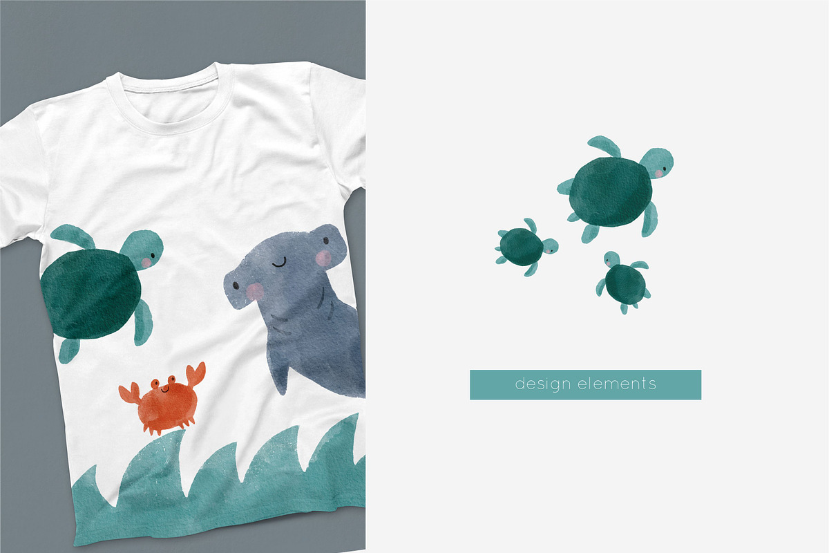 Big sea adventure - watercolor set, an Animal Illustration by Cute And Wild (Photo 2 of 7)