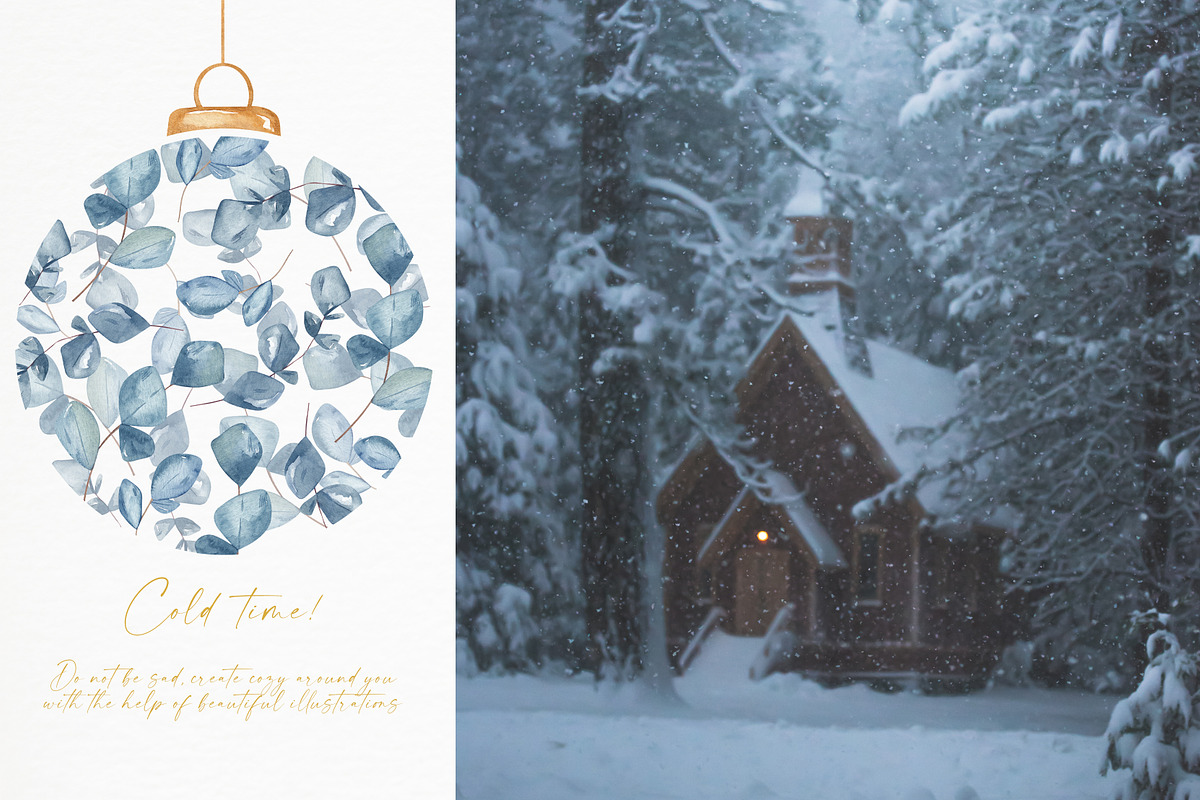 Cold winter.Watercolor Christmas Set, a Seasonal Illustration by Ooh Lily (Photo 18 of 20)