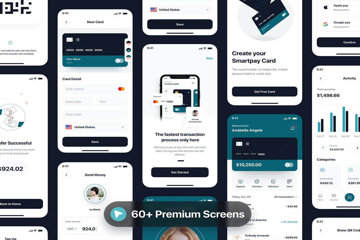 Smartpay - Fintech App iOS UI Kit, an UI Kit Template by Creative Perspective (Photo 2 of 6)