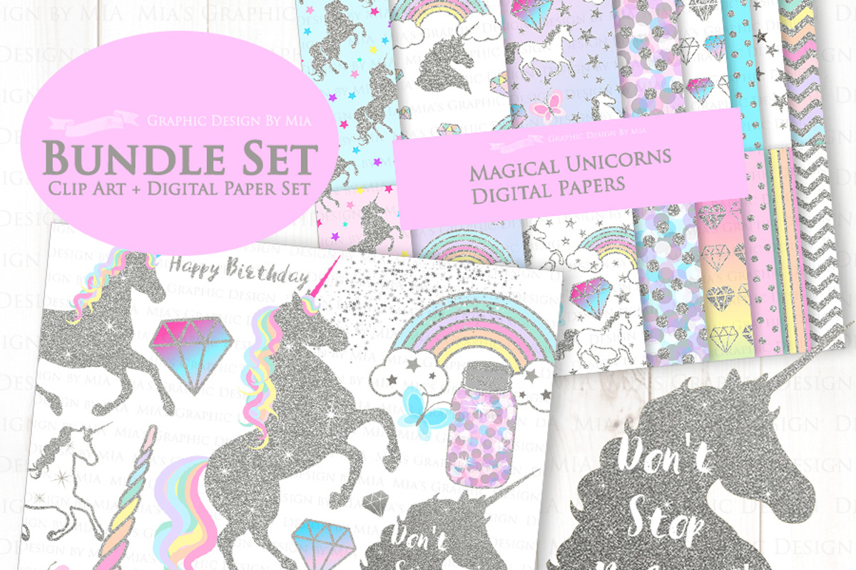 Magical Unicorns, Einhorn, Silver, an Illustration by Mia's Graphic Design (Photo 3 of 10)