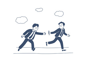 Business relay race. Businessman run, a Person Illustration by LadadikArt