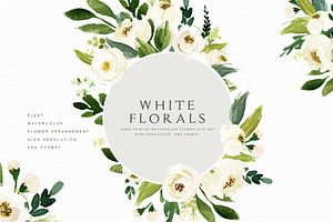 Watercolor White Flower Clip Art