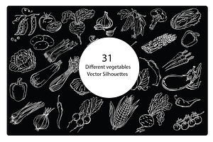 Silhouettes of different vegetables