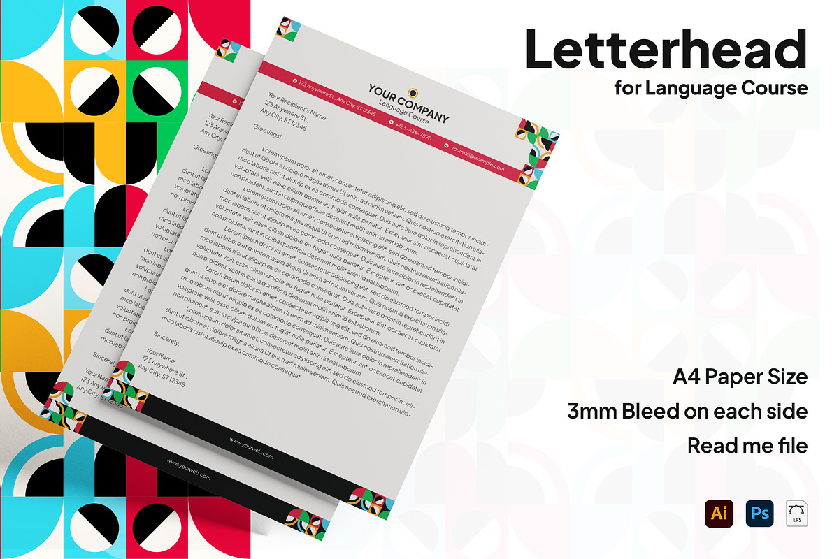 Language Course Letterhead, a Print Template by Esensifiksi.studio (Photo 1 of 3)