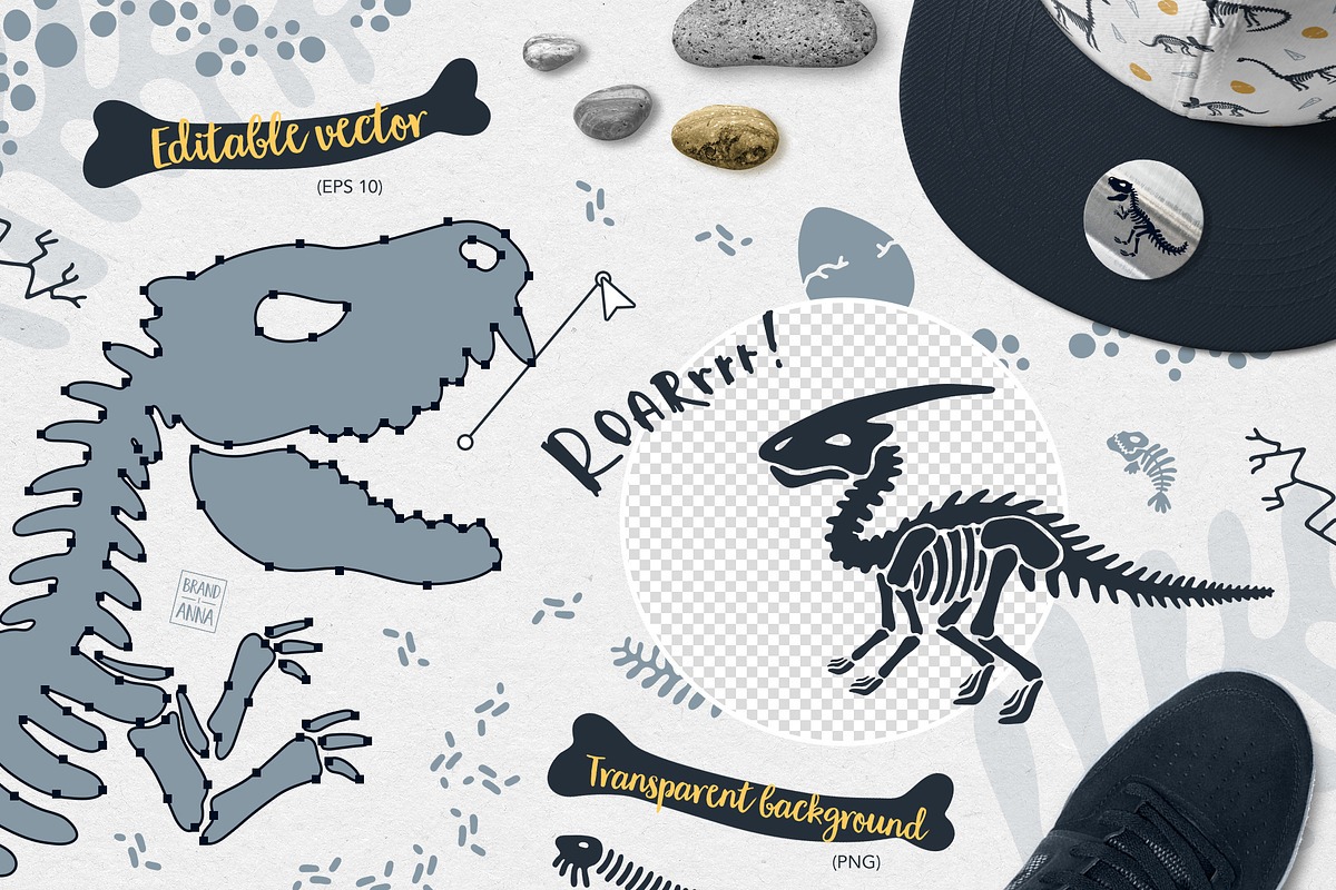 Dinosaur skeletons vector clipart, an Animal Illustration by Brandianna (Photo 6 of 7)