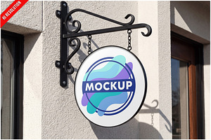 Round Sign Textured Wall PSD, a Product Mockup by Bruno's Shop