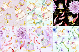 12 Cake Party Seamless Patterns