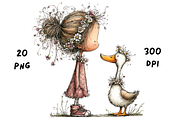 Whimsical Floral Girl and Duck, an Animal Illustration by GiraffeCreative (Thumbnail 20 of 20)