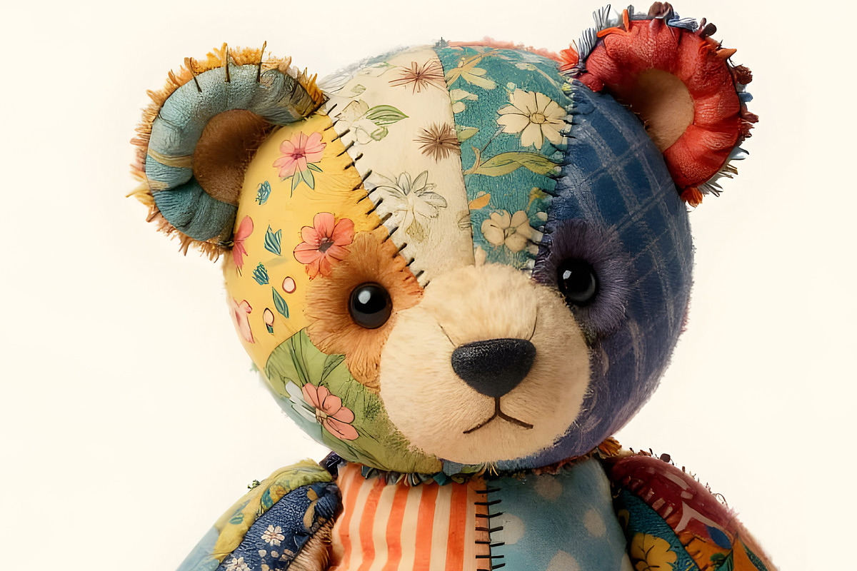 Patchwork Teddy Bear, an Animal Illustration by Sharon Schwalbe (Photo 4 of 4)