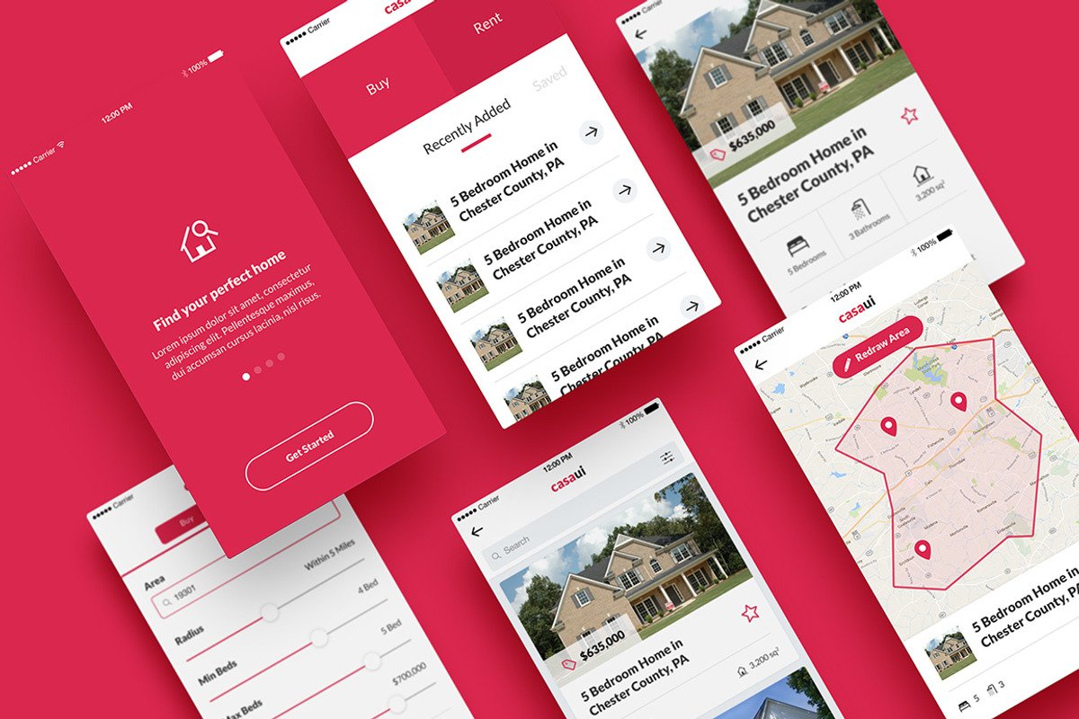 Casa - Property Mobile App UI Kit, an UI Kit Template by Medialoot (Photo 1 of 3)